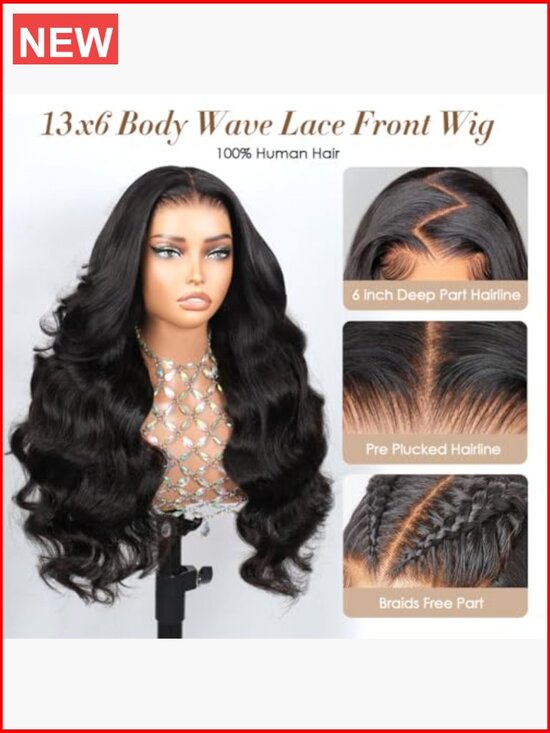 Body Wave Lace Front Wig Human Hair 13x6 180 Density Pre Plucked main image 4